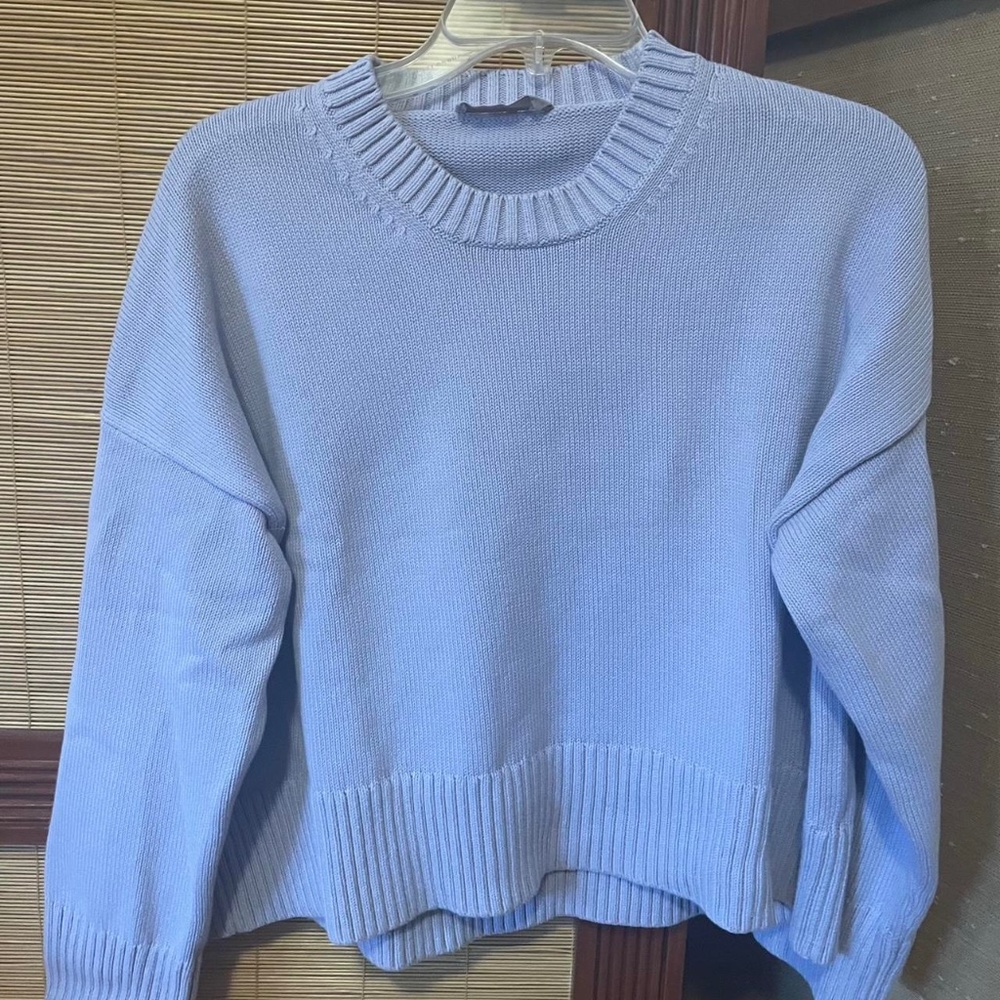 everlane purple pullover crew sweater